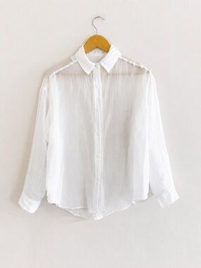 Rag & Bone Super Fine Cotton Voile Sheer White Shirt XXS